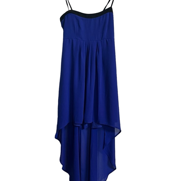 Royal Blue handkerchief Dress with black accents - Picture 2 of 5